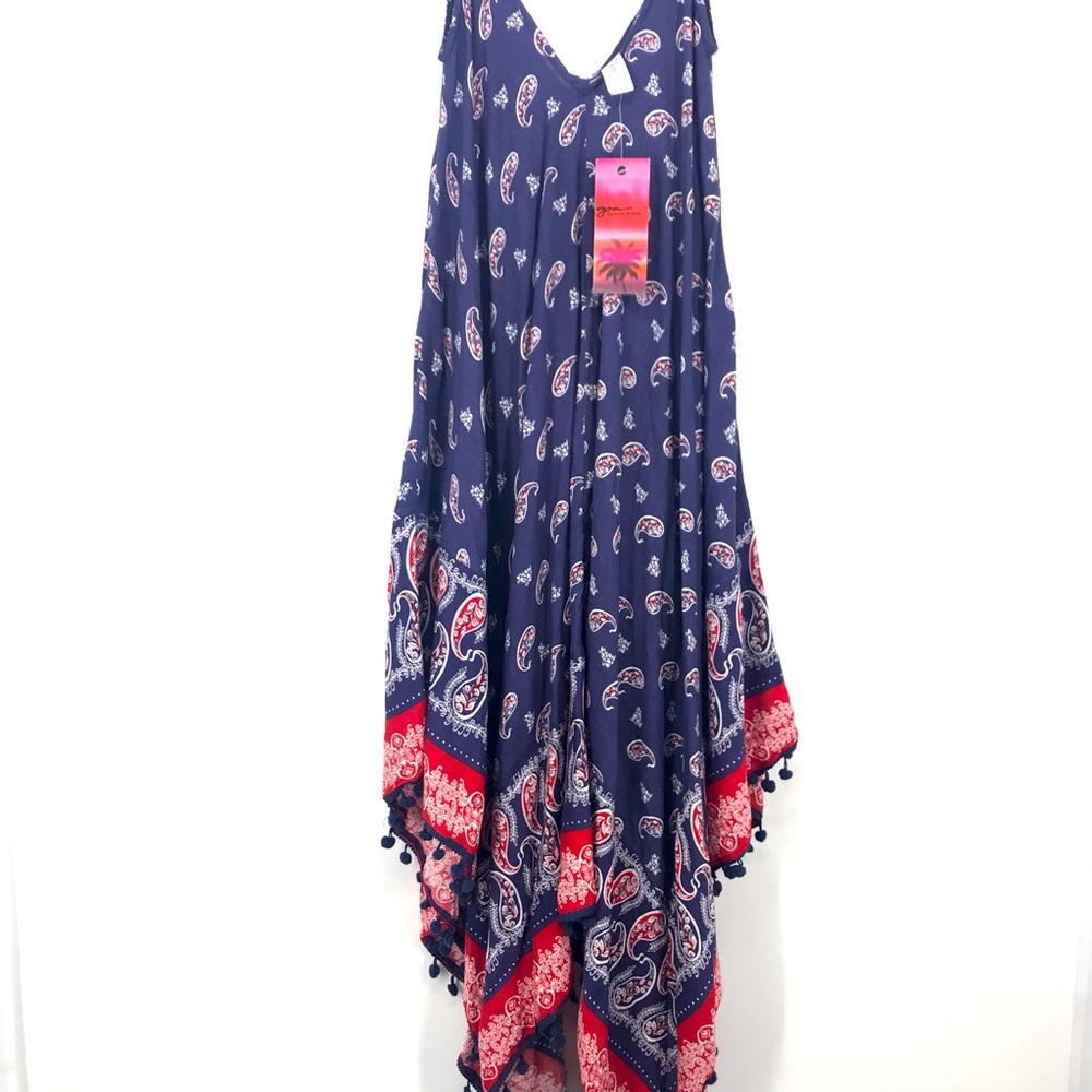 NWT Goa beachwear by japna swimsuit coverup boho pompoms size medium